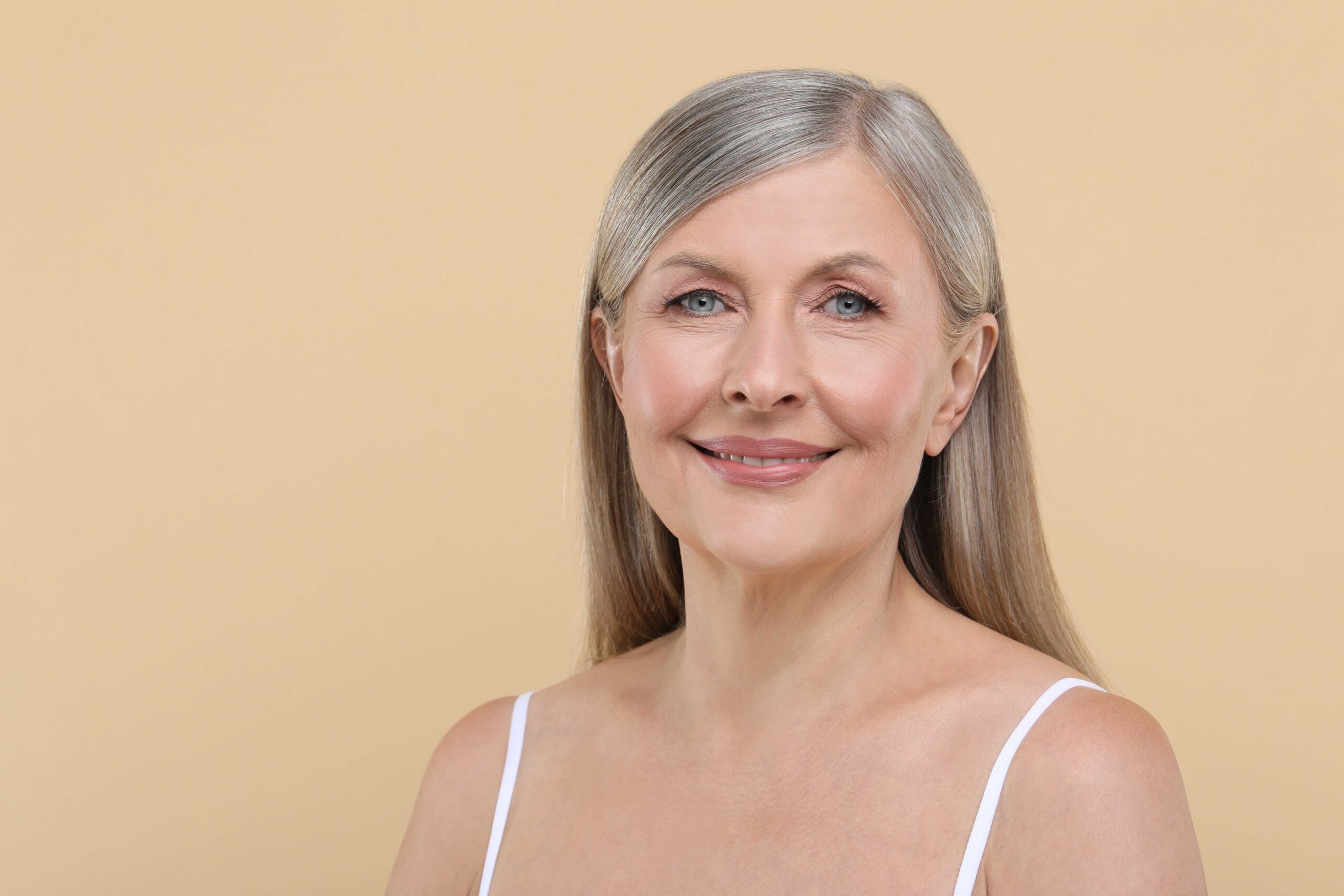 A woman over 50 with great skin.